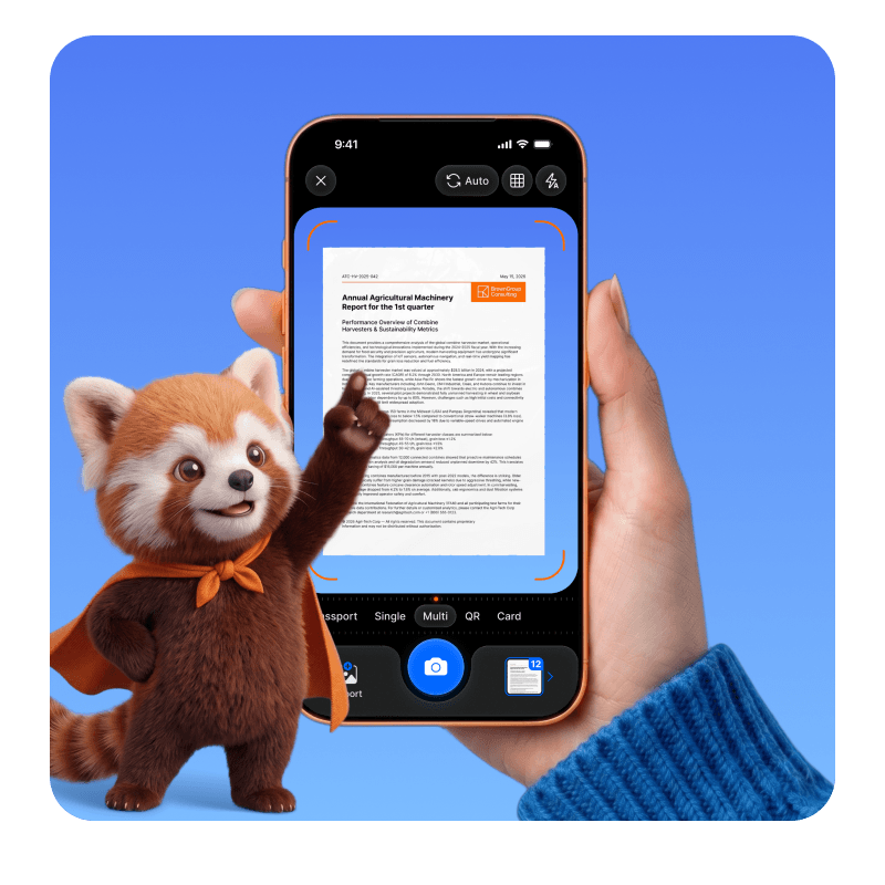 ScanChamp app showing a document before and after cleanup